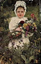 Girl with Flowers Postcard