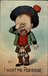 I Want Ma Porridge - Scottish Postcard