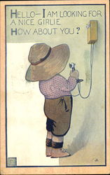 Child on Telephone Telephones Postcard Postcard