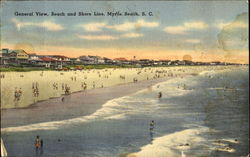 General View Beach And Shore Line Myrtle Beach, SC Postcard Postcard