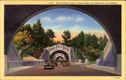 Boulevard Thru Elysian Park Los Angeles, CA Postcard Postcard