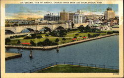 General View Of Viaduct, Charles River Basin And Locks Postcard