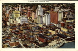 Aerial View Detroit, MI Postcard Postcard