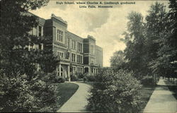 High School Where Charles A. Lindbergh Graduated Little Falls, MN Postcard Postcard