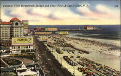 General View Boardwalk Beach And Steel Pier Atlantic City, NJ Postcard Postcard