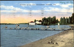 Minocqua Beach, Lake Kawaguesaga Wisconsin Postcard Postcard