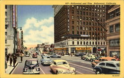 Hollywood And Vine Hollywood Los Angeles, CA Postcard Postcard