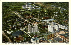 Bird's Eye View Of Portion Of Salt Lake City Utah Postcard Postcard