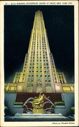 R. C. A. Building Rockefeller Center At Night New York City, NY Postcard Postcard