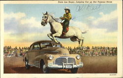 Dixie Lee Reger Jumping Car On Her Famous Horse Rodeos Postcard Postcard