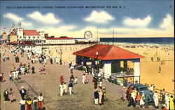 Beach And Boardwalk Looking Toward Ocean Pier Postcard