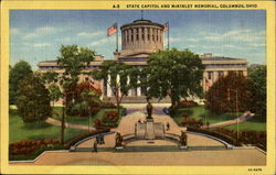 State Capitol And McKinley Memorial Columbus, OH Postcard Postcard