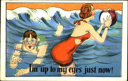 I'm Up To My Eyes Just Now! Comic, Funny Postcard Postcard