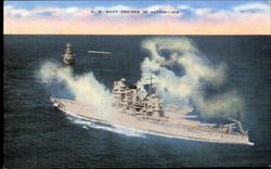 U. S. Navy Cruiser In Action Postcard Postcard