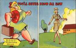 WAAC You'll Never Know Me Now Comic Postcard Postcard