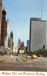 Michigan Avenue and Prudential Building Chicago, IL Postcard Postcard