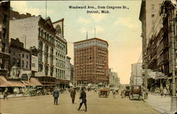 Woodward Ave., From Congress St. Detroit, MI Postcard Postcard