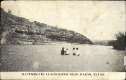 Baptizing In Llano River Near Mason Postcard