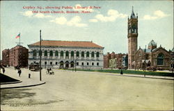 Copley Sq., Showing Public Library & New Old South Church Boston, MA Postcard Postcard