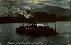 Moonlight On The Willamette River Portland, OR Postcard Postcard