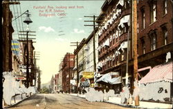 Fairfield Ave Looking West From The R. R. Station Bridgeport, CT Postcard Postcard