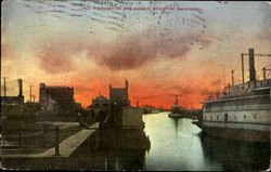 Sunset On The Harbor Stockton, CA Postcard Postcard