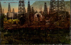 Reflection In A Lake of Oil Oil Wells Postcard Postcard