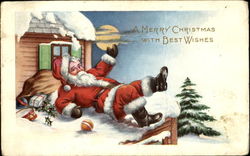 A Merry Christmas With Best Wishes Santa Claus Postcard Postcard