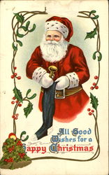 All Good Wishes For A Happy Christmas Santa Claus Postcard Postcard