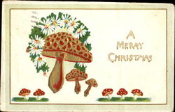 A Merry Christmas Mushrooms Postcard Postcard