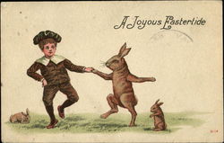 A Joyous Eastertide Dancing Rabbit Postcard