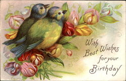 With Best Wishes For Your Birthday Birds Postcard