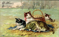 A Happy Birthday  Cats Postcard Postcard