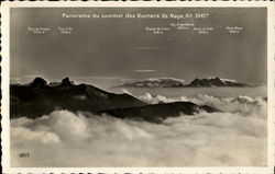 Panoramic View of the Summit of Rochers-de-Naye Mountain Montreux, France Postcard Postcard