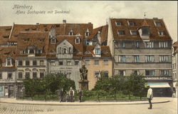 Hans Sachs Square with Monument Nurnberg, Germany Postcard Postcard