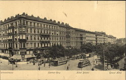 People and trams in the city of Vienna Postcard