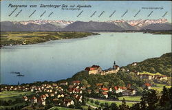 Panorama von Starnberger See mit Alpenkelte Postcard