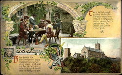 Middle Age scene with German writing Scenic, Germany Postcard Postcard