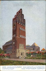 Der Hochzeitsturm und Ausstellungshaus Darmstadt, gemalt von Professor Olbrich Germany Postcard Postcard