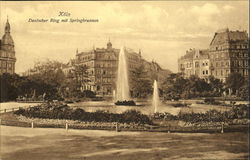 Köln. Deutscher Ring mit Springbrunnen Postcard