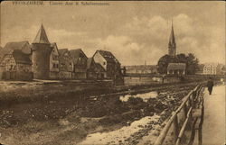 Pforzheim. Untere Aue & Schelmenturm Germany Postcard Postcard