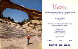 United Menu Natural Bridges National Monument Park (Arches) Postcard