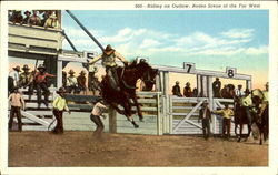 Riding An Outlaw Rodeo Scene Of The Far West Postcard