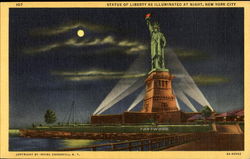 Statue Of Liberty As Illuminated At Night New York, NY Postcard Postcard