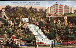 Waterfalls And Rock Garden In Olson Park Chicago, IL Postcard Postcard