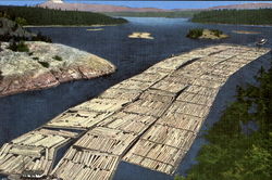 Log Boom Passing Through Deception Pass Postcard