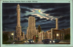 Michigan Avenue Looking North At Night Postcard