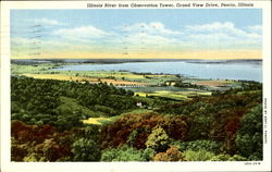 Illinois Rive From Observation Tower, Grand View Drive Peoria, IL Postcard Postcard