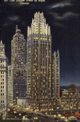 The Tribune Tower By Night Postcard