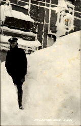 Man in Uniform in Snow Negaunee, MI Postcard Postcard